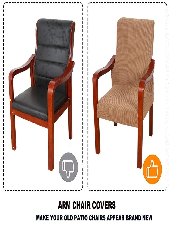 Deisy Dee Stretch Arm Chair Covers, Mid Century Chair Slipcovers, Accent Chair Covers (Light Brown) - Image 3